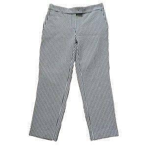 Ann Taylor Kate Tailored Ankle Cropped Geo Dot Navy Blue And White Pants Sz 2P